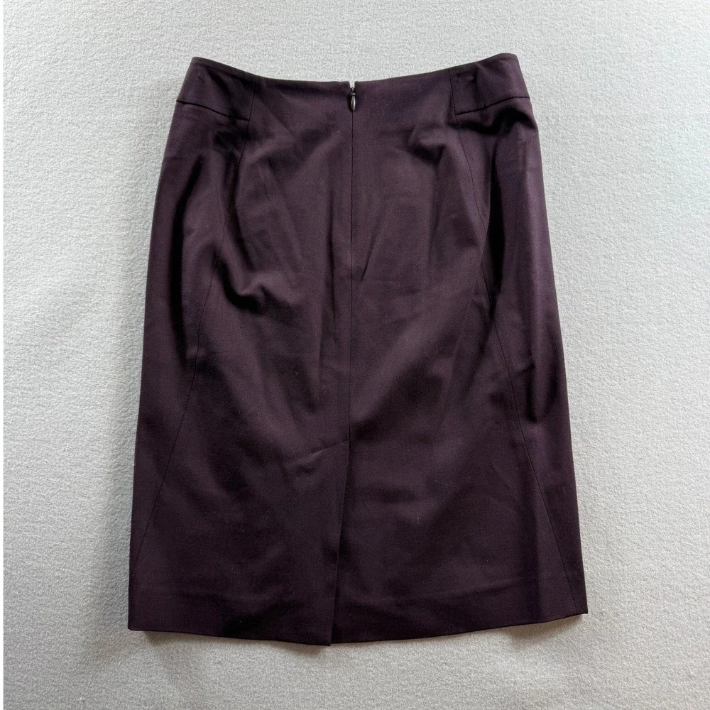 Theory Pencil Skirt Women 2 Purple Wool Blend Zip Back Back Vent 28